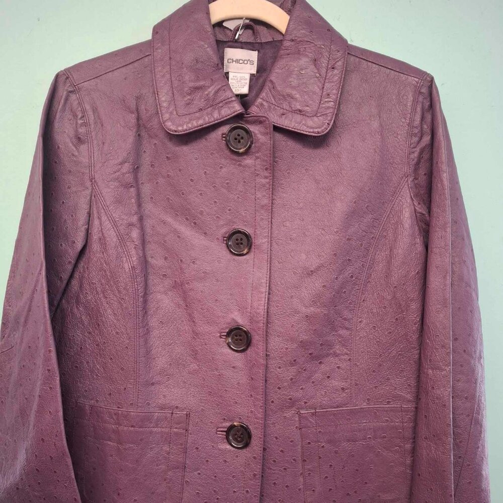 Chico's Purple Genuine Leather Jacket/Blazer - NWT!